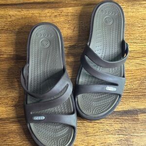 Crocs Dark Brown Slide Sandals